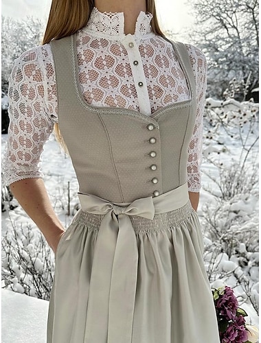  Carnaval Oktoberfest bier Kostuum Jurken Dirndl Trachtenkleider hulp in de huishouding Bavarian Duits Weiden Dames Doek in traditionele stijl Kleding