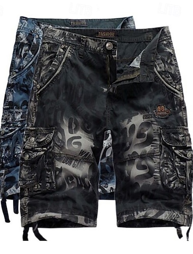  Homens Bermuda Cargo Calção Shorts de verão Bolso multi Bolso com aba Côr Camuflagem Conforto Vestível Comprimento do joelho Ao ar livre Esporte Diário Moda Casual Azul Verde Tropa