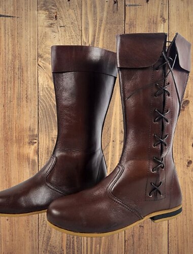  Mittelalterlich Renaissance Schuhe Kniehohe Stiefel Flache Jazzstiefel Ren Faire Pirat Wikinger Kreuzritter Herren Keltisch Seeräuber Halloween Maskerade Leistung Party & Abend LARP Erwachsene Schuhe