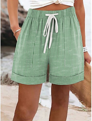  Damen Shorts Chinos Urlaub Vintage Ethno-Stil Kurz Hohe Taille Grafik Gestreift Pink Blau Grün Grau Sommer Reguläre Passform