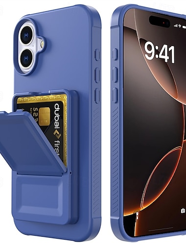  Funda de teléfono de billetera para iPhone 16/16 Pro/16 Pro Max/16E – ranura oculta para tarjetas tapa plegable TPU+PC a prueba de choque bordes elevados protección total