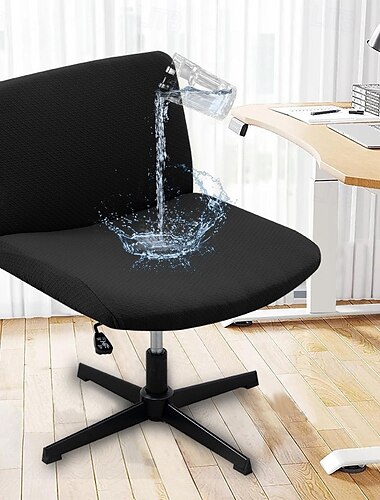  Armlehnenloser Stuhlbezug, 100 % wasserdichter armloser Büro-Schreibtischstuhlbezug, gestrickter Jacquard-Stuhlbezug, moderner Schminkstuhlbezug, breiter Sitz, überkreuzter Stuhlbezug, Stuhlbezug mit