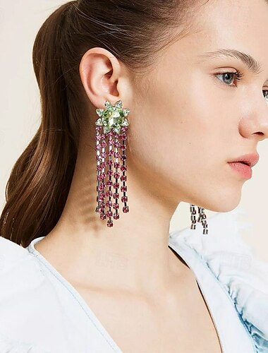  Damen Ohrstecker Quastenfransen Sonnenform Kostbar Elegant Mode Personalisierte Imitationsdiamant Ohrringe Schmuck Grün Für Hochzeit Party Arbeit 1 Paar