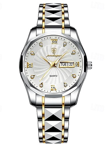  Junxiang 818P Men's Quartz Watch – Waterproof  Luminous Dial, Date and Week Calendar, Business Casual Style