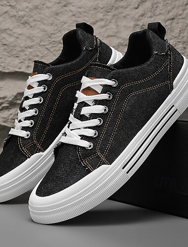  Herrsneakers i premiumdenim med klassiska vita sulor för vardagskomfort och avslappnade utflykter