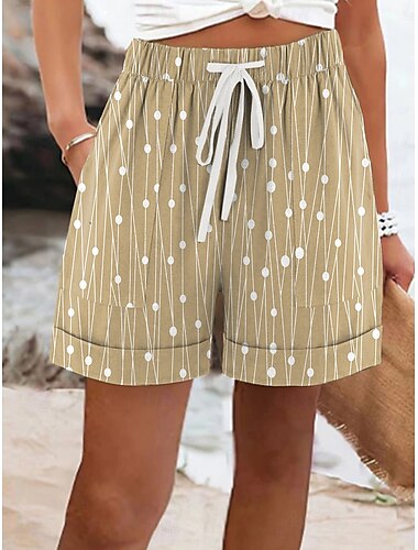  Damen Chinos Shorts Urlaub Vintage Lässig Kurz Mittlere Taille Grafik Gestreift Kordelzug Elastischer Bund Urlaub Täglich Amethyst Rubinrot Grün Khaki Sommer Frühling Normale Passform