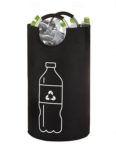  Poubelle de recyclage de bouteilles réutilisable avec poignées en aluminium, panier à linge pliable, panier de rangement amovible pour l'organisation de la maison