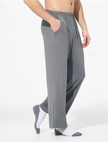  Hombre Ropa de salón Pantalones de Yoga (Lounge) Color puro Moda Clásico Casual Hogar Diario Cama Algodón Comodidad Transpirable Suave Pantalón Cintura elástica Primavera Otoño Negro Verde Claro