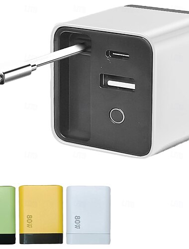  Φορτιστής 3 σε 1 Gan, κλιμακούμενη μονάδα γρήγορου φορτιστή 80w max με καλώδιο type-c και 2 θύρες USB, για iPhone, τηλέφωνο και φορητούς υπολογιστές