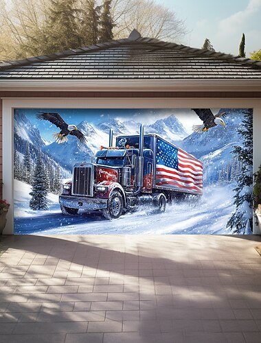  4. Juli Türdekorationen Garagentorabdeckung Amerikanischer patriotischer Adler Außenbanner großes Hintergrundbild für das festliche Außen-Garagentor Wanddekorationen für zu Hause