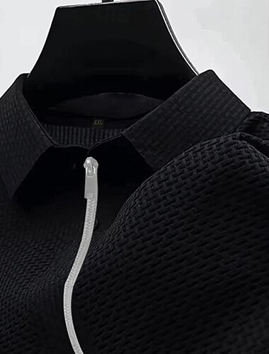  Miesten Quarter Zip Polo Golfpaita Päivittäin Pyhäpäivä Kauluskäänne Lyhythihainen Muoti Perus Tavallinen Jakardi Kesä Normaali Musta Valkoinen Laivaston sininen Sininen Tumman harmaa Vaalea taivaan