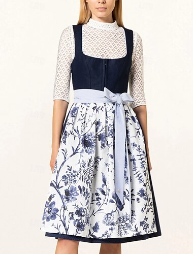  Oktoberfest Dress Dirndl Trachtenkleider Maid Bavarian German Wiesn Women's Traditional Style Cloth Dress