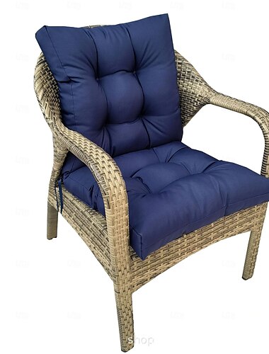  Kussens voor stoelen met hoge rugleuning voor binnen en buiten, gecapitonneerde zit-/rugkussens met strikken, waterdichte kussens voor ligstoelen voor alle weersomstandigheden