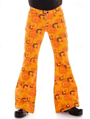  Retro Vintage 1970er Groovy Schlaghosen Disco Mittlere Hüfthöhe Psychedelisch Herren Halloween Karneval Urlaub Musikfestival Festival Erwachsene Hose