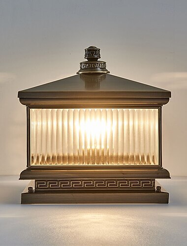  Postes de luz modernos para exteriores, para cercas exteriores, con pantalla acrílica, acabado negro, pilar cuadrado impermeable IP65 para porches, entradas y patios delanteros.