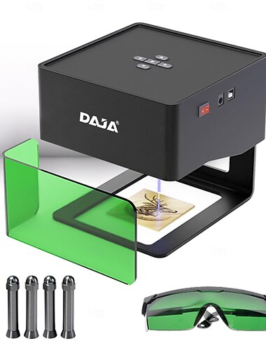  daja dj6 Lasergravierer DIY-Markierung tragbare Graviermaschine für DIY-Handwerk Logo-Markierungsdrucker 80 x 80 mm Schnitzbereich mit 4 erhöhten Säulen Brillenunterstützung drahtlose mobile