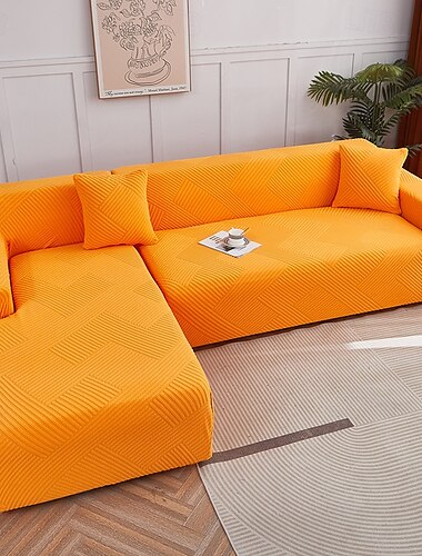  stretch bankhoes hoes jacquard elastische hoekbank fauteuil loveseat 4 of 3 zits l-vorm grijs botanische planten zacht duurzaam wasbaar