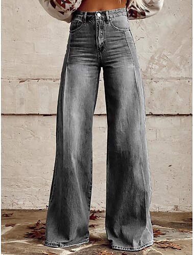  Retro Vintage Boho 1970er Hose Hose mit weitem Bein Hippie Disco Hohe Taille Blumen Jeans-Imitat Damen Halloween Karneval Musikfestival Pride Parade Retro-Mottoparty Erwachsene Hose