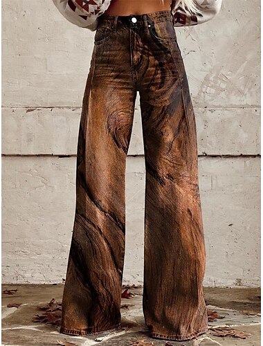  Rétro Vintage Boho Années 1970 Pantalon Pantalon à jambes larges Hippie Disco Taille haute Renaissance occidentale Style faux jean Femmes Carnaval Décontracté Quotidien Festival de Musique Soirée