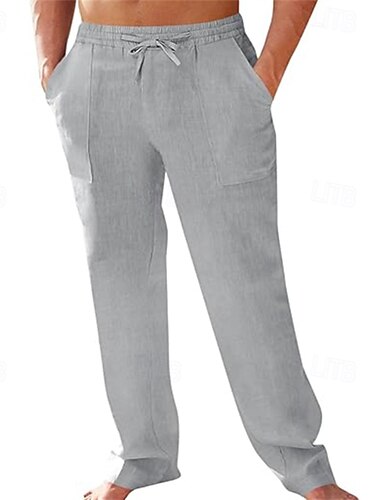  Hombre Ropa de salón Pantalones de Yoga (Lounge) Color puro Moda Clásico Casual Hogar Diario Cama Algodón Comodidad Transpirable Suave Pantalón Cintura elástica Verano Primavera Negro Blanco