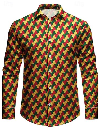  Retro Vintage 1970er Hemd Disco Geometrisch Herren Halloween Karneval Musikfestival Pride Parade Pride-Monat Erwachsene Hemd
