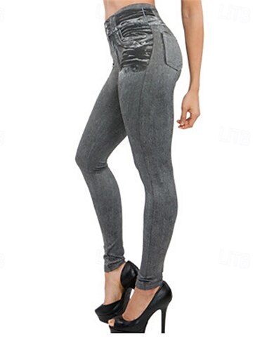  Damen Leggings Hosen 3D Druck Chinos Urlaub Vintage Streetwear Voll Längen Hohe Taille Einfarbig Drucken Bequem Weich Komfortabel Dehnbar Outdoor Straße Schwarz Blau Grau Sommer Skinny