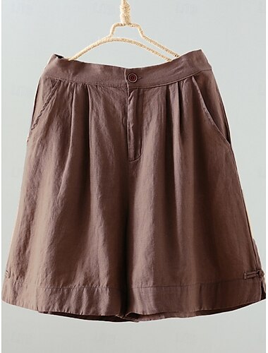  Damen Shorts Einfarbig Chinos Basic Lässig Knie-lang Hohe Taille Schlicht Tasche Komfort Mikrofaser Alltag Grau Beige Kaffee Sommer Normale Passform