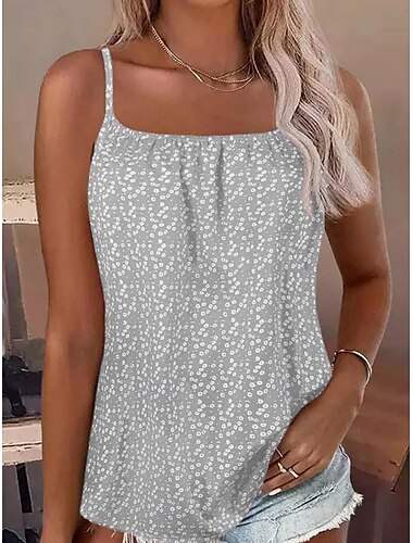  Damen Camisole-Tanktop Blumen Täglich Lässig Ärmellos Träger Normale Oberteile Täglich Druck Rosa Himmelblau Grau Sommer