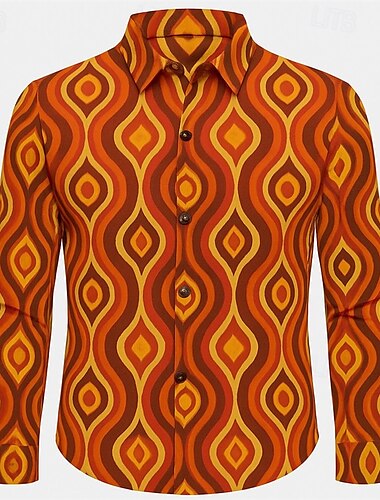  Retro Vintage 1970er Hemd Disco Geometrisch Herren Halloween Karneval Pride Parade Pride-Monat Festival Erwachsene Hemd