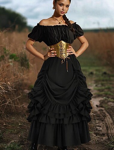  Rétro Vintage Punk & Gothique Médiéval Jupe Fille gothique Volanté Femmes Fantaisie Steampunk Mascarade Décontracté Quotidien Adulte Jupes
