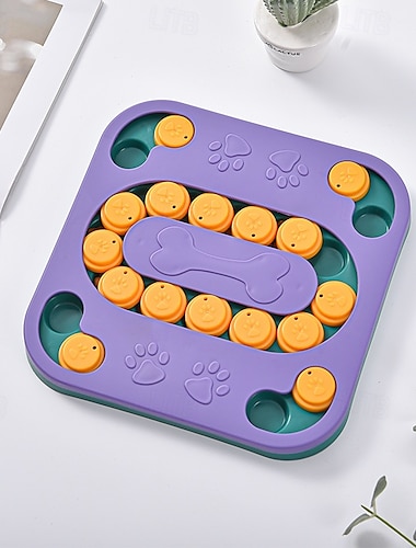  Perros Alimentadores / Almacenamiento de alimentos / Tazón de alimentación 24.7*24.7*2.6 L El plastico Lavable Entrenamiento Duradero Bloque de color Blanco Morado Gris Cuencos y Alimentación