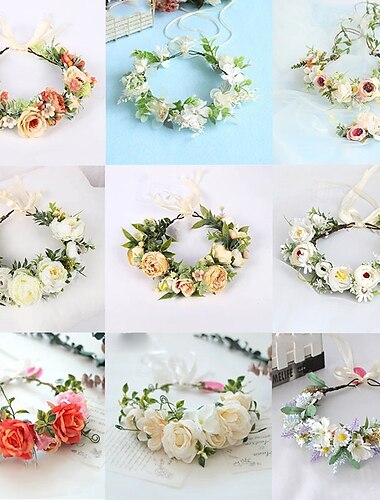  Accesorios bohemios para el cabello, diadema de flores para boda de estilo bosque, corona floral con vegetación, accesorio para fotos