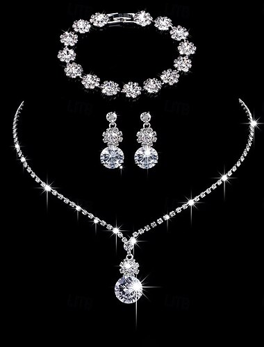  brudsmyckeset 1 set örhängen med zirkon och strass halsband damer eleganta och snygga söta smyckeset för bröllopsfesten arbete