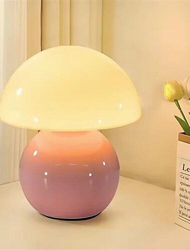  3-farbige Tischlampe Pilz, verstellbare Fernbedienung, Keramiklampe, Schlafzimmer-Nachttischlampe, cremefarbene Pilz-Tischlampe, Schlafzimmerdekoration, kleines Nachtlicht, Arbeitszimmerbeleuchtung,
