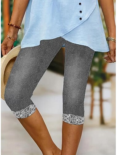  Leggings pour femmes Capri Pantalons Haute élasticité Mode de vacances Vintage Longueur mollet Taille moyenne Imprimé graphique floral Abstrait Respirant Doux Extensible Vacances Casual Quotidien