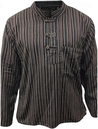  Herren Hemd Popover-Hemd Sommerhemd Freizeithemd Strandhemd Rote Blau Dunkelblau Kaffee Langarm Gestreift Stehkragen Urlaub Hawaiianisch Bekleidung Polyester Mode Lässig Bequem