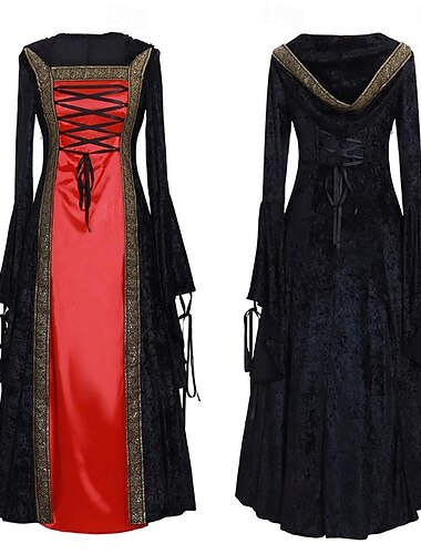  Retro Vintage Mittelalterlich Renaissance Knöchellänge Kleid Wikinger Outlander Damen Halloween Karneval LARP Renaissance-Messe Festival Erwachsene Kleid