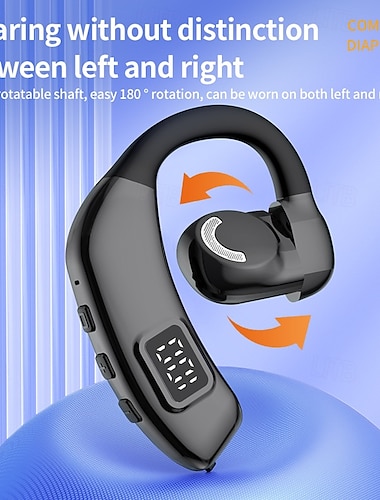  Écouteurs sans fil Bluetooth 5.4 X30 à crochets d'oreilles – affichage LED faible latence écouteurs de sport légers avec micro pour le gaming et les appareils mobiles