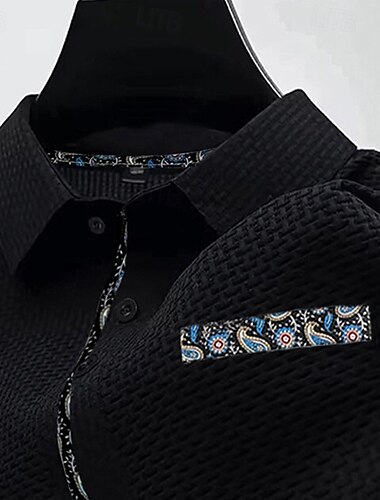  Herren Golfshirt Golf Poloshirts Arbeit Lässig Revers Kurzarm Basic Modern Farbblock Stammes Knöpfe Jacquard Sommer Normale Passform Schwarz Weiß Marineblau Blau Meerblau Dunkelgray Golfshirt