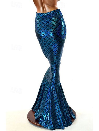  Königin Meerjungfrau Rock Meerjungfrau-Rock Meerjungfrau Sexy Drag und Glamour Lack-Latex glänzend Metallisch Damen Erwachsene Musikfestival Pride Parade Pride-Monat Halloween Karneval Einfaches
