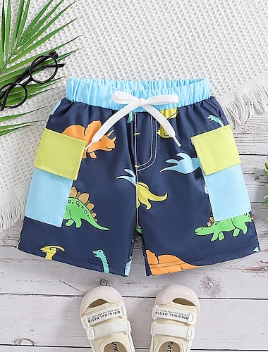  Peuter Jongens One Piece Strandshorts Buiten Strand Kinderdag dier Afdrukken Basic Afdrukken Badpakken 4-7 jaar Zomer blauw