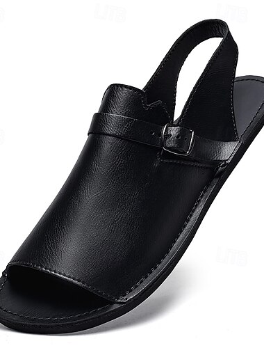  braune Slingback-Sandalen aus Kunstleder für Herren mit verstellbarer Schnalle – vielseitiges Schuhwerk für Outdoor und Freizeit