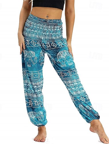 Retro / vintage Bohem 1970erne Harem-bukser Yogabukser Hippie Rysjet liv Mandala Stamme Dame Halloween Karneval Strandferie Retro-temafest Festival Voksne Bukser