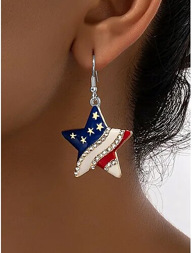  Patriotische Ohrringe mit amerikanischer Flagge für Damen – rote, weiße und blaue Ohrringe, verschiedene Looks für Damen, perfekt für den 4. Juli und nationale Feiertage, stilvolle Schmuckkollektion mit amerikanischer Flagge