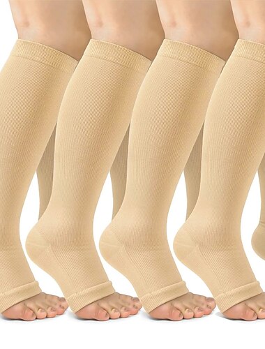 4 Paar Kompressionsstrümpfe ohne Zehen, 15–20 mmHg, Neuropathie-Socken, Ballenzehen-Socken, Kompressionsstrümpfe mit offenen Zehen für Männer und Frauen, geeignet zum Laufen, für Krankenpflege, Reisen, Radfahren und Sport