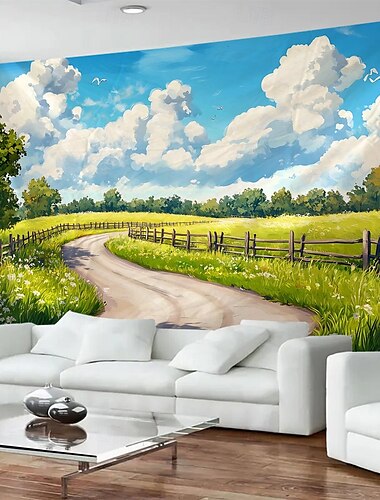 Baum blauer Himmel weiße Wolke Landschaft hängende Tapisserie Wandbild Kunst große Wandteppich Wandbild Dekoration Fotos Hintergrund Teppich Vorhänge Home Schlafzimmer Wohnzimmer Dekoration