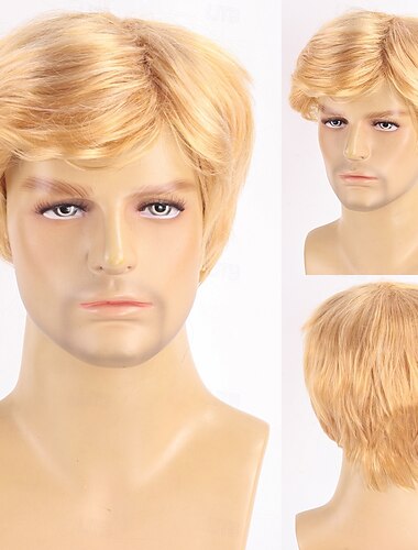  Syntetiske parykker Kinky Glat Naturlig lige Assymetrisk frisure Dyb skille Maskinproduceret Paryk 10 tommer (ca. 25cm) A1 Syntetisk hår Dame Klassisk Bekvem Farvegradient Blond