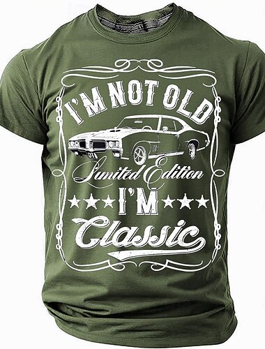 Tricou grafic pentru bărbați 'Nu sunt bătrân sunt clasic' Tricou scurt cu umor vintage pentru iubitorii de mașini