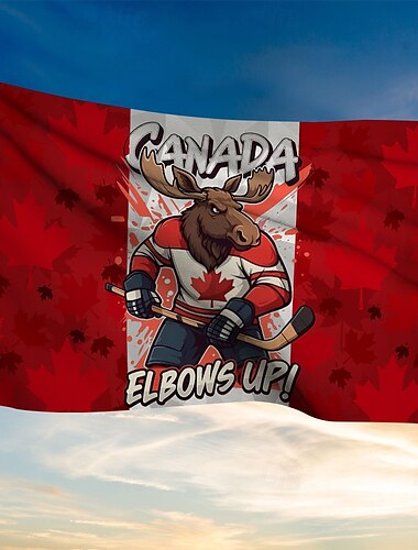  Kanada-Tag im Freien drinnen mit Ösen patriotische Flagge o Kanada Haus Hof Garten Dekorationen Urlaub Banner Zeichen Ellbogen hoch Kanada