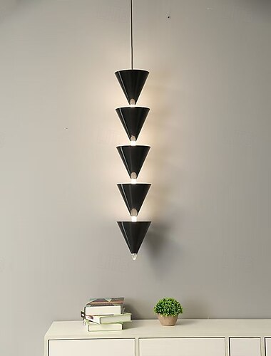  pendente de led moderno, luminária de cabeceira preta 17*85 cm, pendente de design de linha, acabamentos em metal pintado, moderno 220-240v 110-120v